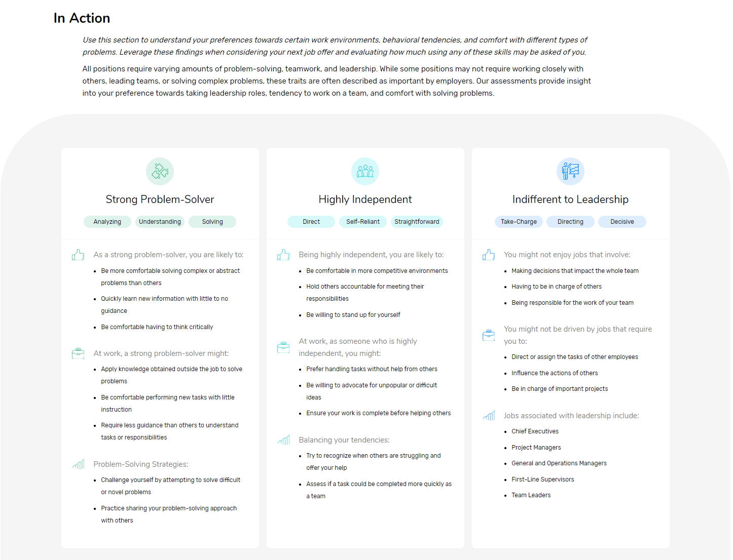 Strong Problem-Solver, Highly Independent, Indifferent to Leadership